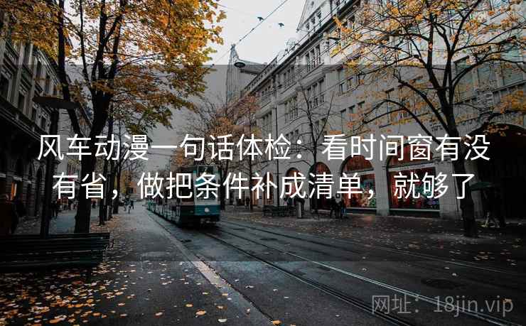 风车动漫一句话体检：看时间窗有没有省，做把条件补成清单，就够了