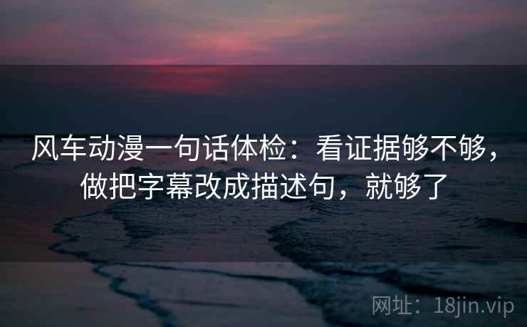 风车动漫一句话体检：看证据够不够，做把字幕改成描述句，就够了